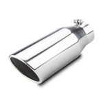 LCGP Bolt On Diesel Exhaust Tip 4", 6" outlet 15" Long Truck Tip, Rolled Angle Cut, Polished