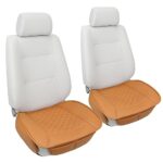 Leather Car Seat Covers 2PC Waterproof Front Bottom w/Pocket Brown - Image 2