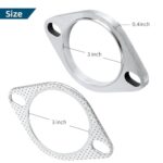 PALOZO 3" Stainless Steel Exhaust Flange Kit 76mm 2 Bolt Gasket Set - Image 3
