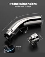 JY 4" Diesel Exhaust Tip Chrome Turndown Elbow 4x5 23" Long - Image 3
