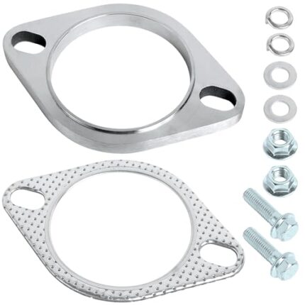 PALOZO Stainless Steel Exhaust Flange Connection Kit, 2 Bolt 3 inch/76mm Exhaust Flange & Gasket Connection Set with Bolts and Nuts