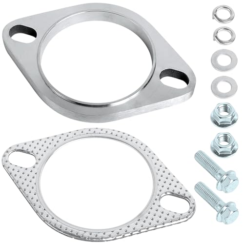PALOZO Stainless Steel Exhaust Flange Connection Kit, 2 Bolt 3 PALOZO Stainless Steel Exhaust Flange Connection Kit, 2 Bolt 3 inch/76mm Exhaust Flange & Gasket Connection Set with Bolts and Nuts