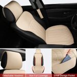 BEITK Leather Car Seat Covers: Universal Fit, Waterproof, Storage Pocket (Beige) - Image 4