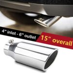 4" Inlet 6" Outlet Diesel Exhaust Tip 15" Polished Rolled Angle Cut - Image 7