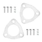 2PCS Exhaust Flange Gasket with 6PCS Exhaust Bolts and 6PCS Nut Kit,Graphite Composite Exhaust Gasket for Exhaust Flange Repair,Universal Car Accessories for Car SUV Truck (2.5 inch)