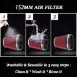 High-Flow 6" Cold Air Intake Filter Cone - Washable Red Performance Upgrade - Image 5