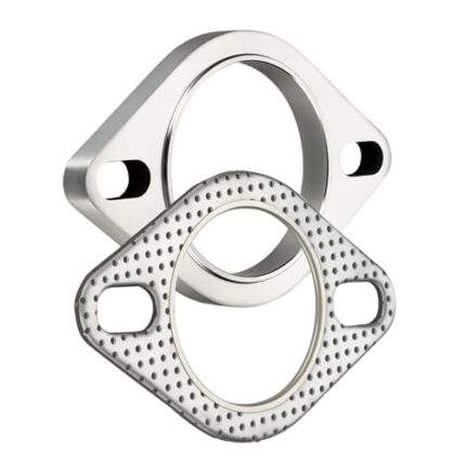EVIL ENERGY 2.5 Inch 2 Bolt Exhaust Flange Connection Kit, Stainless Steel Exhaust Flange and Gasket Set, Exhaust Flanges with Flange Edge for Easier Welding, 1 PC