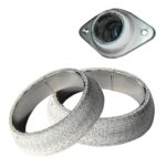MOXRUQ 2 PCS Exhaust Manifold Gasket, 2.56" Graphite Exhaust Donut Gasket, Universal Donut Gasket Replacement for Preventing Leaking Between Exhaust Pipe and Exhaust Manifold (Silver)