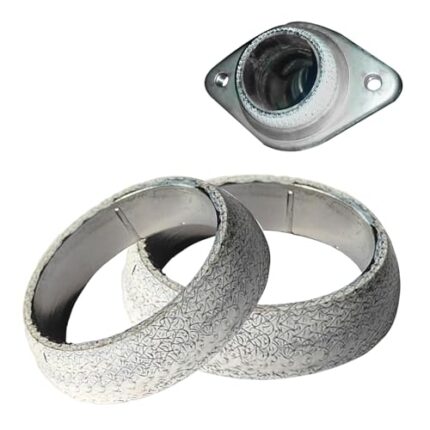 MOXRUQ 2 PCS Exhaust Manifold Gasket, 2.56" Graphite Exhaust Donut Gasket, Universal Donut Gasket Replacement for Preventing Leaking Between Exhaust Pipe and Exhaust Manifold (Silver)