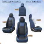 Coverado Waterproof Leather Car Seat Covers Full Set Blue Universal - Image 8