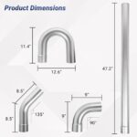 Universal Custom Exhaust Kit: 18 Gauge Mild Steel Mandrel Bend Tubing, 16-Piece Set - Image 2