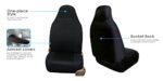 Premium Black Universal Car Seat Covers | Easy Install Front Pair | High Back Cloth Protectors - Image 4