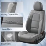 5PC Nappa Leather Car Seat Covers Universal Fit Gray Breathable - Image 3