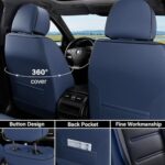 Coverado Waterproof Leather Car Seat Covers Full Set Blue Universal - Image 2