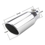 4" Inlet 6" Outlet Diesel Exhaust Tip 15" Polished Rolled Angle Cut - Image 2