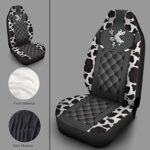 Cow Print Car Seat Covers: Universal Fit, Black & White Front Seat Protectors - Image 6