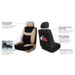 Premium Beige Black Universal Car Seat Covers w/ Steering Wheel & Belt Pads - Image 5