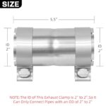 PALOZO 2" to 2" Stainless Steel Exhaust Adapter Pipe with Clamp - Image 2