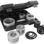 Amerbm Exhaust Pipe Expander Stretcher Tool Set 1-5/8 to 4-1/4 Inches with A pack of Rubber Rings, 12PCS Muffler Pipe Spreader Automotive Car Tool Kit Expander Tool for Tail Pipe Tube