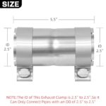 PALOZO 2.5" Stainless Steel Exhaust Adapter Pipe with Clamp - Image 2