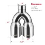 Dual Exhaust Tips 2.5 to 3.5 Inch Stainless Steel Angle Cut 2 Pack - Image 3