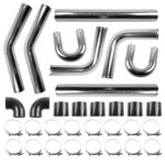 3" Intercooler Kit Universal Aluminum Turbo Intercooler Piping U-Pipe Kit with Coupler and T-Clamps DIY Custom Pipe 32Pcs