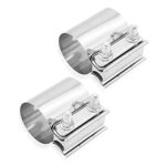2PCS Stainless Steel Lap Joint Band Clamp, Universal Pipe Repair Clamp for Fastening Most Car Accessories Pipelines (2.25 inch)