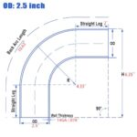 2.5" 90 Degree Mandrel Bend Elbow SS304 Exhaust Pipe 14GA 2" Leg - Image 2
