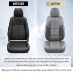 5PC Nappa Leather Car Seat Covers Universal Fit Gray Breathable - Image 8