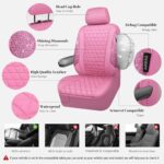 Pink Bling Diamond Leather Car Seat Covers Waterproof Universal Fit - Image 3