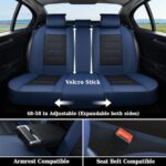 Coverado Waterproof Leather Car Seat Covers Full Set Blue Universal - Image 4
