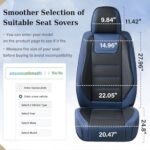 Coverado Waterproof Leather Car Seat Covers Full Set Blue Universal - Image 7
