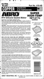 ABRO 999 Copper RTV Silicone Gasket Maker 650F High Temp 3oz Tube - Image 2