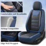 Coverado Waterproof Leather Car Seat Covers Full Set Blue Universal - Image 3