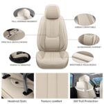 FaiFani Luxury Leather Car Seat Covers for Lexus ES300 ES350 5-Seat Beige - Image 4