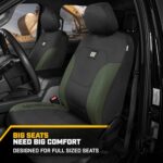 Cat Flexfit Car Seat Covers Front Set Black Green Honeycomb Trim - Image 3