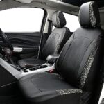 Flying Banner Car Seat Covers Full Set Black Leopard Gray Leather - Image 3
