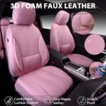 Pink Leather Car Seat Covers: Waterproof 5-Seat Universal Fit Luxury Women's Design - Image 2