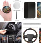Boho Elephant Car Seat Covers Set: 12pc Floral Interior Accessories Kit - Image 3
