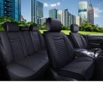 Waterproof Leather Car Seat Covers: Universal Fit for Multiple Vehicles, Full Set, Black - Image 2