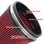 High-Flow 6" Cold Air Intake Filter Cone - Washable Red Performance Upgrade - Image 2