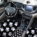 Dog Paw Car Accessories Set: 10PC Seat Covers, Steering Wheel, Cup Holder Pad - Image 5