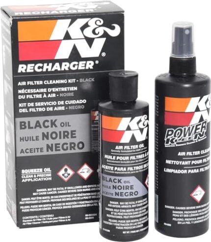 K&N Air Filter Cleaning Kit: Squeeze Bottle Filter Cleaner and Black Oil Kit; Restores Engine Air Filter Performance; Service Kit-99-5050BK