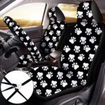 Dog Paw Car Accessories Set: 10PC Seat Covers, Steering Wheel, Cup Holder Pad - Image 2