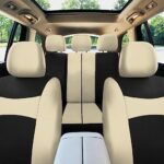 Premium Beige Black Universal Car Seat Covers w/ Steering Wheel & Belt Pads - Image 7