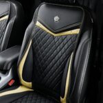Premium Faux Leather Car Seat Covers Front 2PC Black Gold NonSlip - Image 3