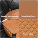 Leather Car Seat Covers 2PC Waterproof Front Bottom w/Pocket Brown - Image 4