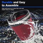 High-Flow 6" Cold Air Intake Filter Cone - Washable Red Performance Upgrade - Image 4