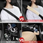 BEITK Leather Car Seat Covers: Universal Fit, Waterproof, Storage Pocket (Beige) - Image 5