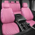 Pink Bling Diamond Leather Car Seat Covers Waterproof Universal Fit - Image 2